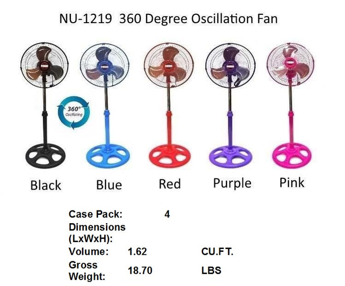 12"360 ROTATE STAND FAN RED