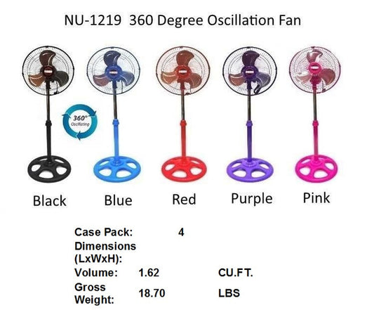 12"360 ROTATE STAND FAN RED