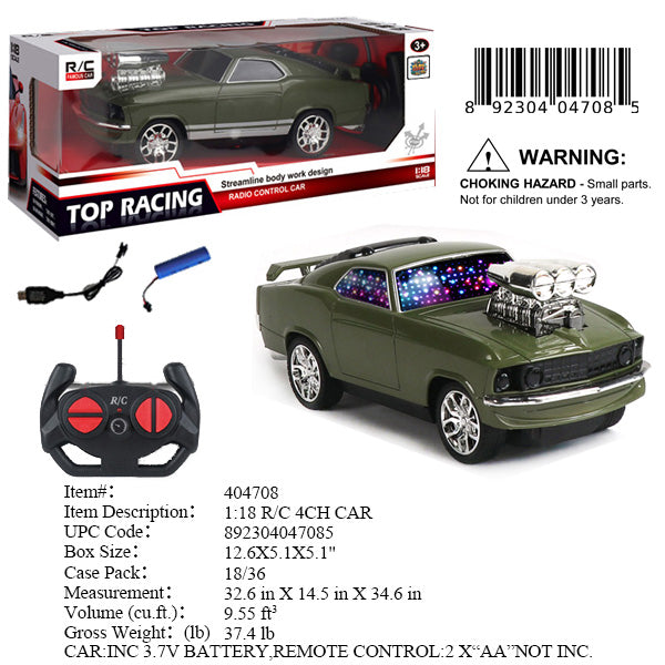 12.6X5.1X5.1"1:18 4CH RC VINTAGE SPORT CAR