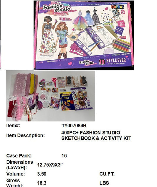 12.75X9X3"FASHION STUDIO SKETCHBOOK DESIGN 400PC+