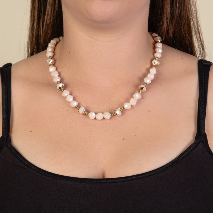 1279 - Crystal Beaded Necklace - White