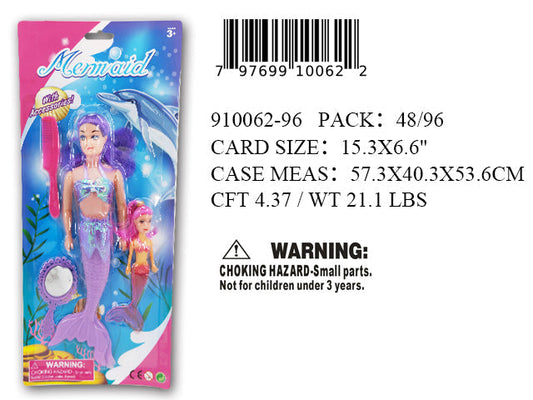 15.3X6.6"2PC 11+5"MERMAID DOLL PLAY SET