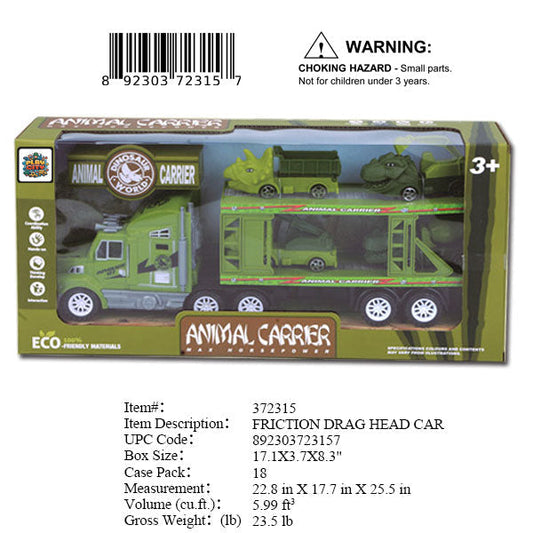 17.1X3.7X8.3"F/P DINO CAR CARRIER TRUCK