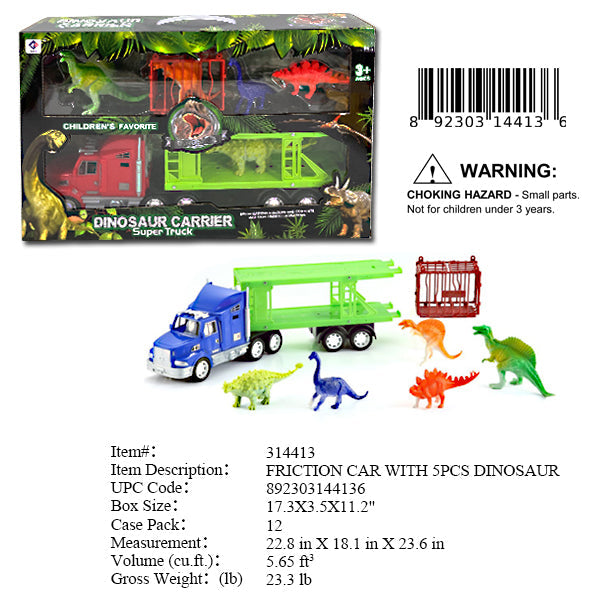 17X11X3.5"TRUCKTRAILER DINOSAUR CARRIER