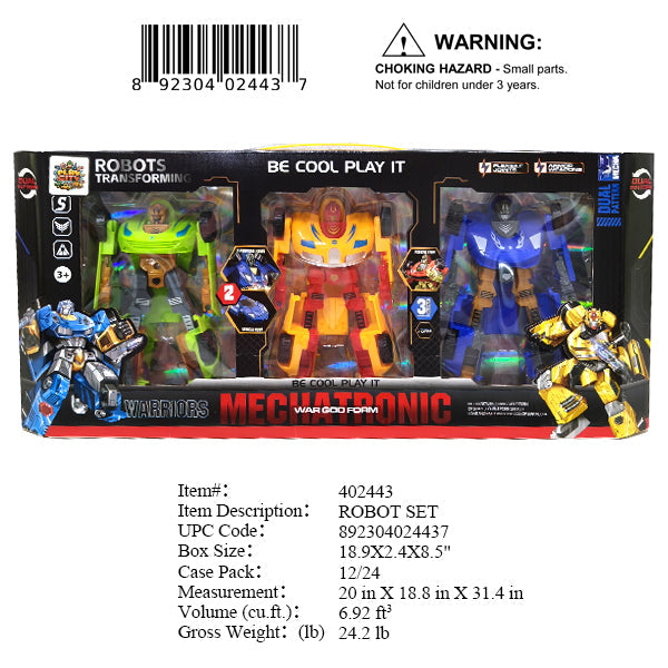 18.9X2.4X8.5"3PC ACTION ROBOT TRANSFORMER