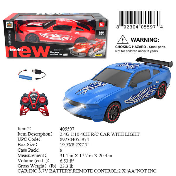 19.5X8.2X7.7"1:10 2.4G 4CH R/C SPORT CAR+CHARGER