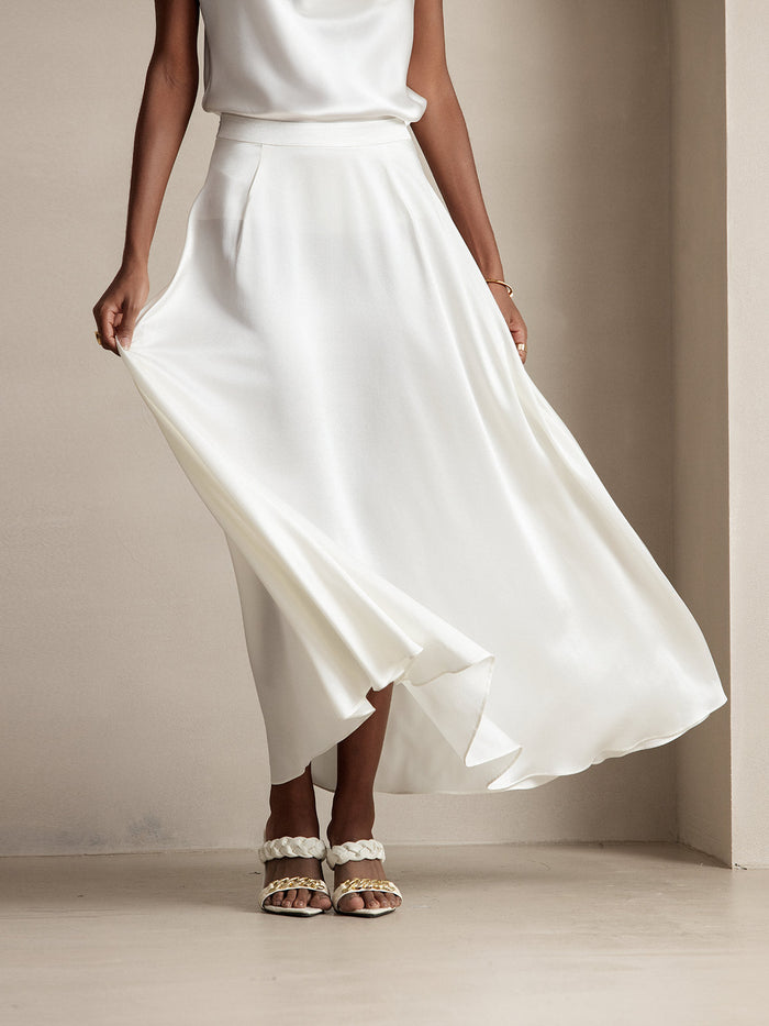 [White] SilkSilky  Skirt 001