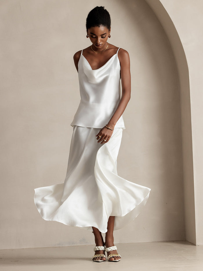 [White] SilkSilky  Skirt 007
