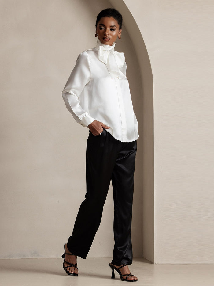 [Black] SilkSilky 19Momme Silk Womens Pants 006