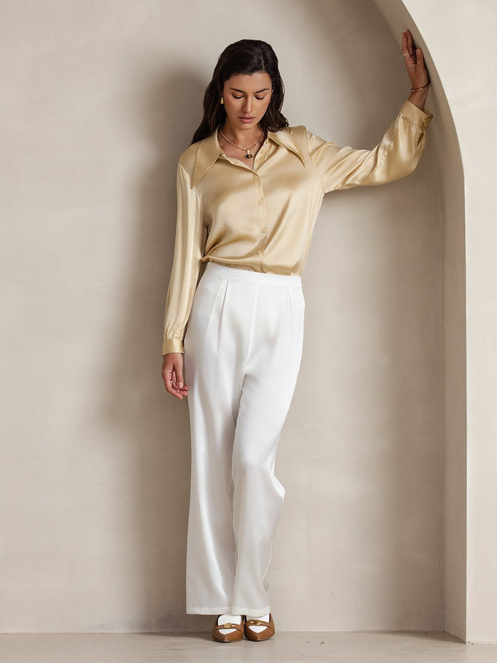 [White] SilkSilky  Women's Pants 008