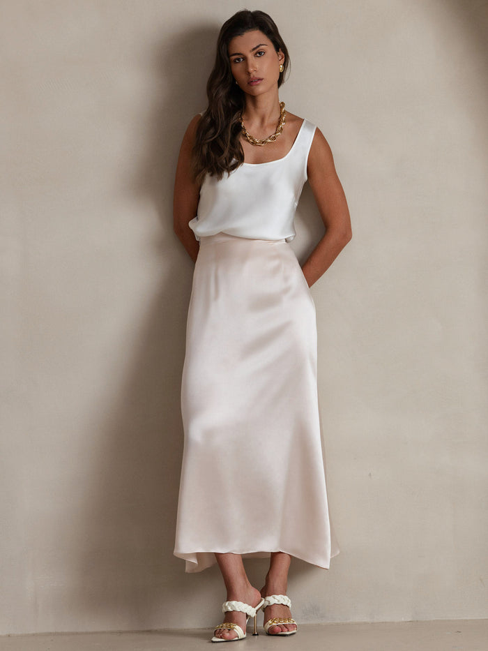 [White] SilkSilky  Sleeveless Camisole Top 007