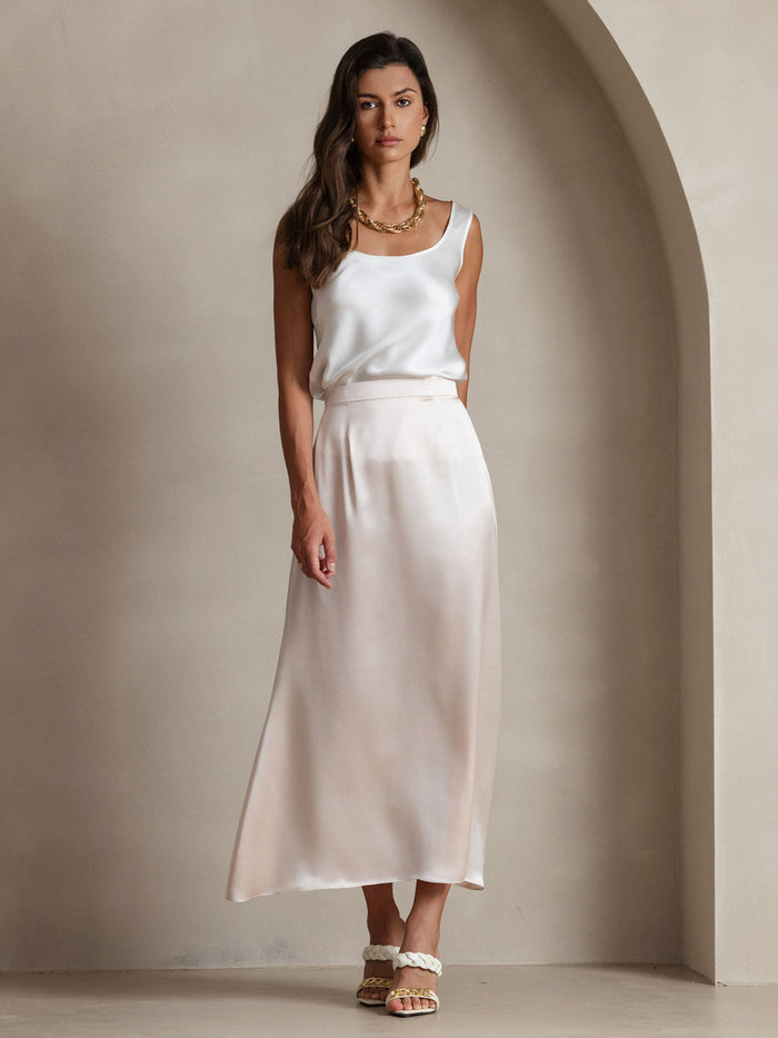 [White] SilkSilky  Sleeveless Camisole Top 008