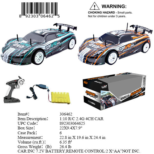 22X9.4X7.9"1:10 B/O R/C SPORT CAR+CHARGER