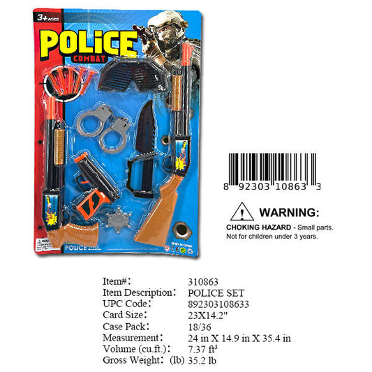 23X14.25" POLICE COMBAT DART GUN PLAY SET