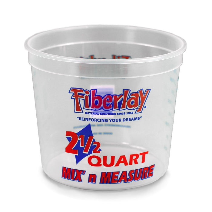 1 1/2 quart mixing and measuring cup for the use with polyester, vinyl ester and epoxy resins. Graduated for accurate measuring.