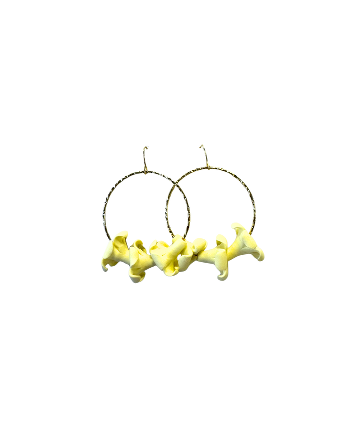 3 Strand White Puakenikeni Hoop Earrings
