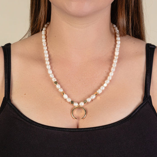 3507 - Dainty Pearl Necklace - Gold