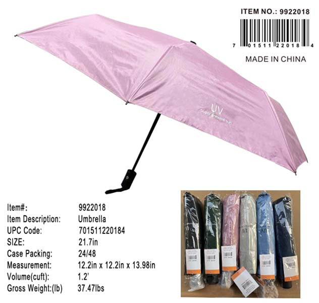 43"AUTO OPEN/CLS 3F UMBRELLA 6/A COL