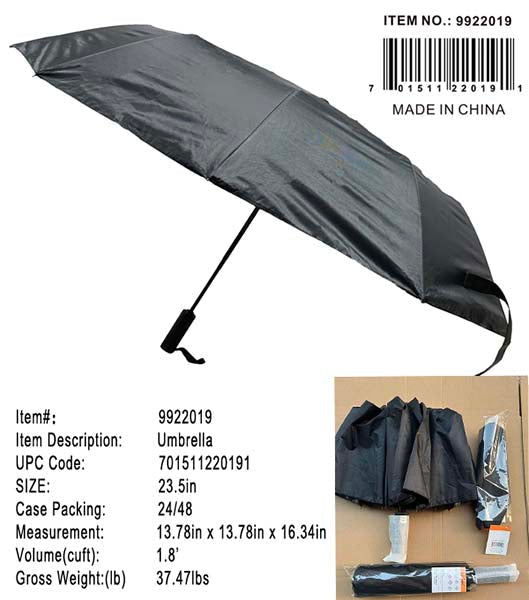 47"AUTO OPEN/CLS 3F UMBRLLA BLACK