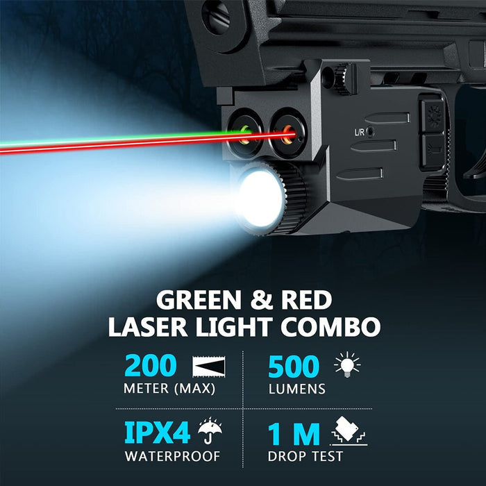 500 Lumens Tactical Gun Light Red Green Laser Airsoft