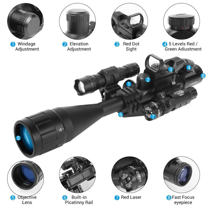 6-24x50AO Tactical Riflescope Hunting Scopes Airsoft