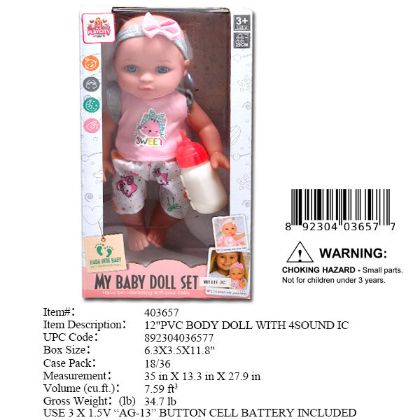 6.3X3.5X11.8"12"IC BABY DOLL