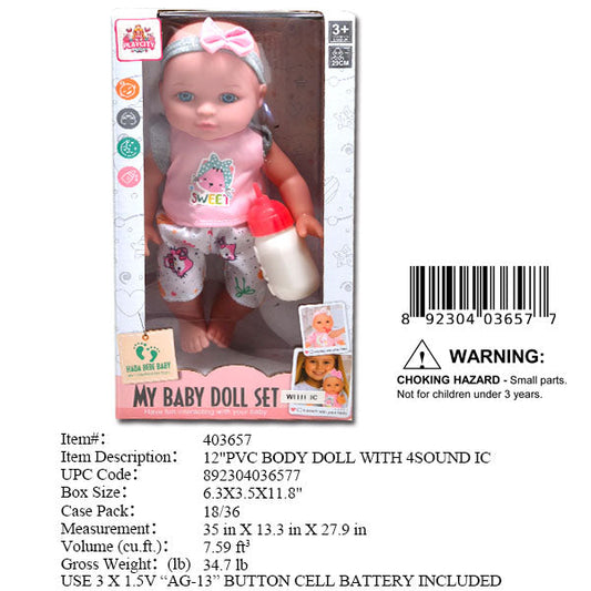 6.3X3.5X11.8"12"IC BABY DOLL
