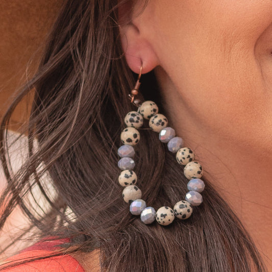 73802 - Natural Stone Earrings - Black