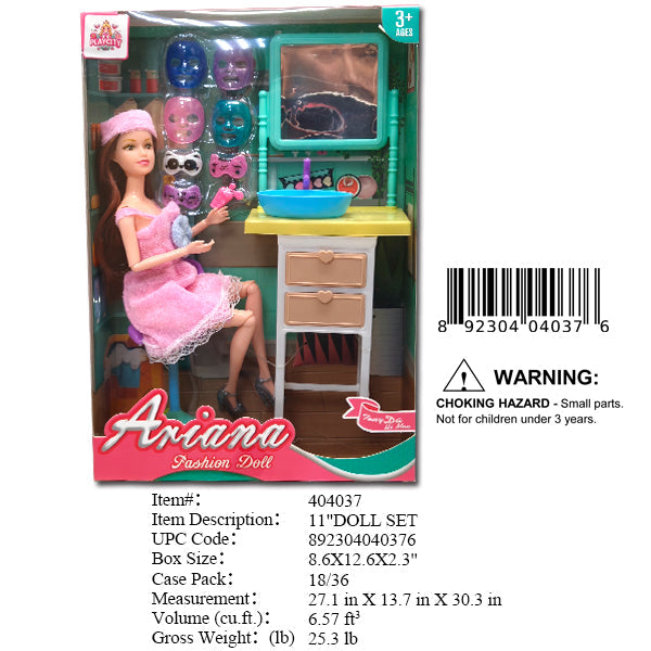 8.6X12.6X2.3"11"ARIANA DOLL BEAUTY CARE  PLAYSET
