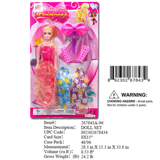 8X15"11"GIRL DOLL+BEAUTY SET