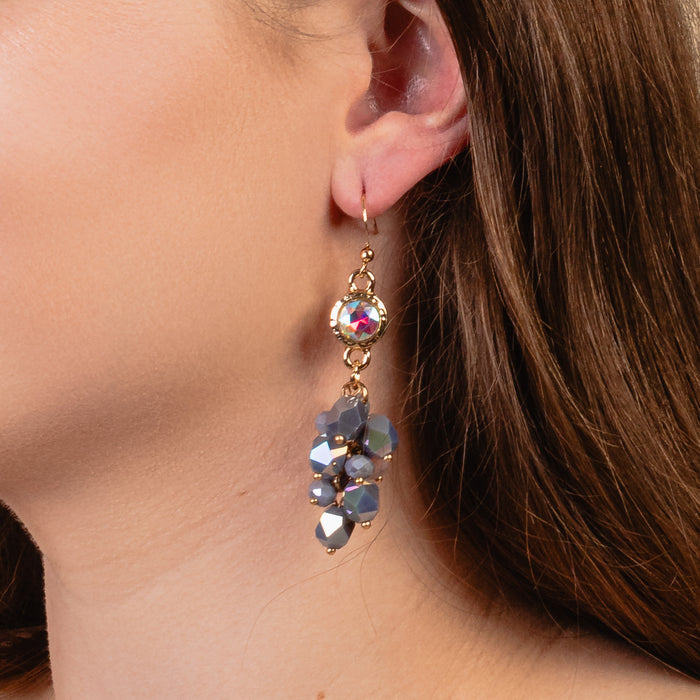 93224 - Crystal Drop Earrings - Grey