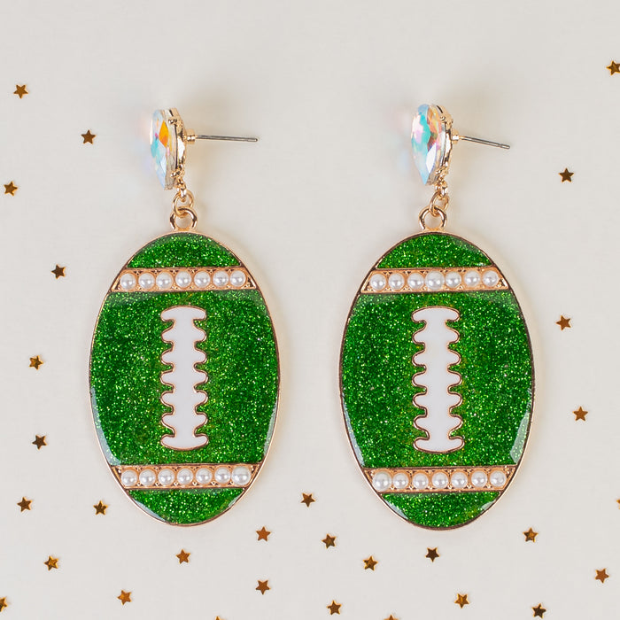 93226 - Football Earrings - Green