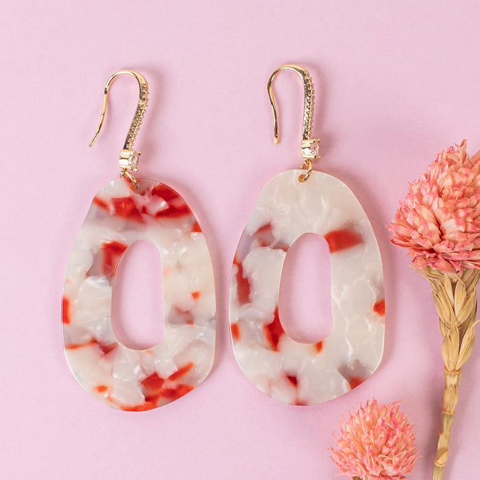 93256 - Abstract Acrylic Earrings - Red