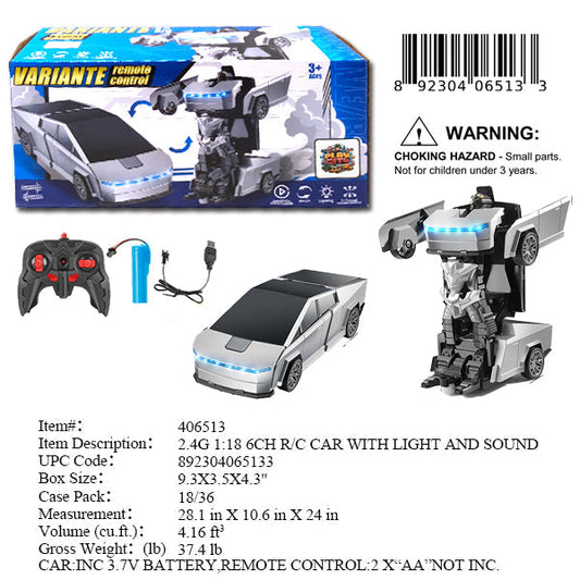 9.3X3.5X4.3"R/C 6CH TRUCK CHANGE ROBOT