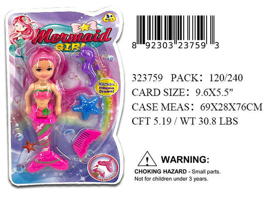 9.6X5.5"BABY MERMAID DOLL+TOYS