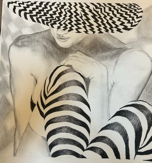 Pencil to Paper Lady in Stripes