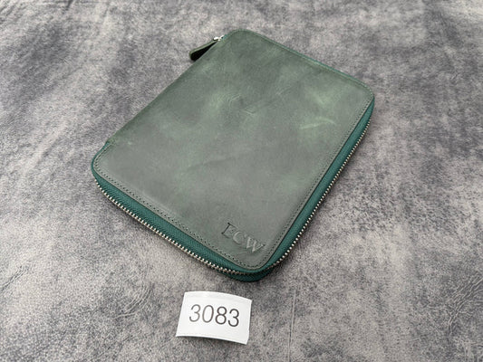 SECONDS Leather Zippered 10 Slots Pen Case with A5 Notebook Holder - 3083