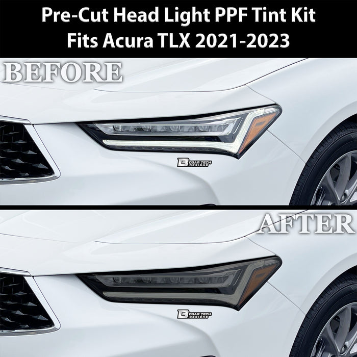 Fits Acura TLX 2021 - 2025 Full Headlight Taillight Precut Smoked PPF Tint Kit Overlay Film - Bogar Tech Designs