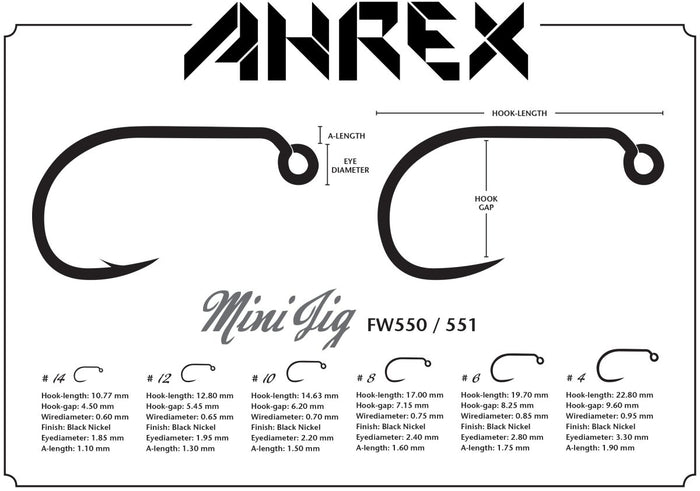 Ahrex FW551 Mini Jig Barbless Hook - Spawn Fly Fish - Ahrex Hooks