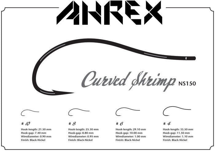 Ahrex NS150 Nordic Salt Curved Shrimp Hook - Spawn Fly Fish - Ahrex Hooks
