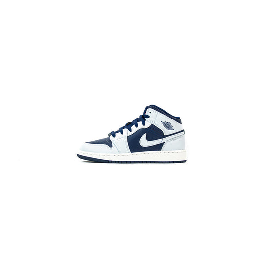 Air Jordan 1 Mid (GS) (Blue Void/Pure Platinum)