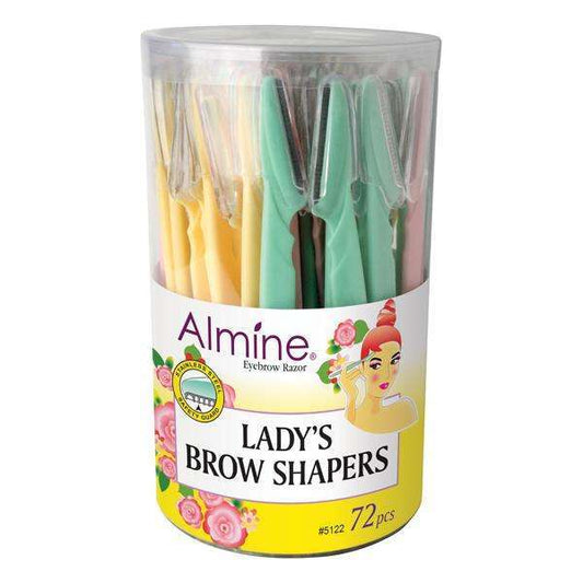 Almine Eyebrow Razor Display, 72 Count, Assorted Color