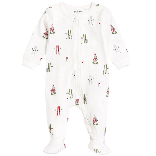 Alpine Penguins Print on Off-White Sleeper | Petit Lem - Jenni Kidz