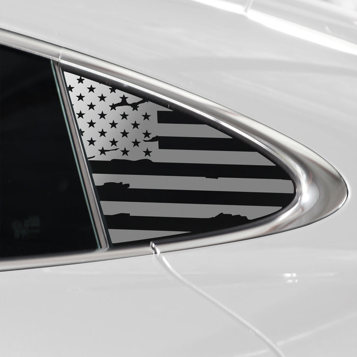 Quarter Window American Flag Vinyl Decal Stickers Fits Porsche Taycan 2020 - 2025 - Bogar Tech Designs