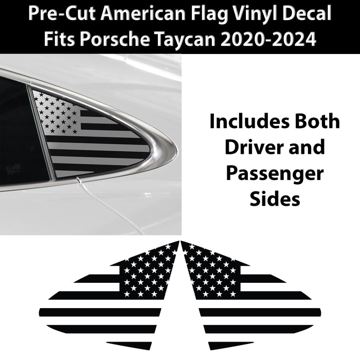 Quarter Window American Flag Vinyl Decal Stickers Fits Porsche Taycan 2020 - 2025 - Bogar Tech Designs