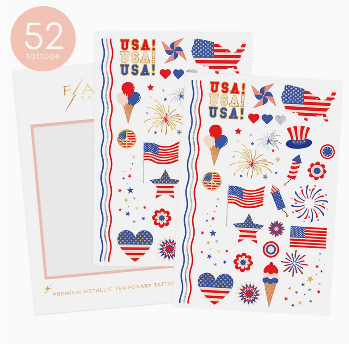 American Inspired Metallic Temporary Tattoo