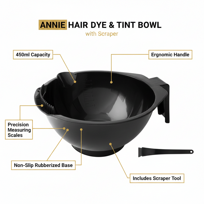 Annie Hair Dye & Tint Bowl with Scraper 450ml, 1 Count, Black