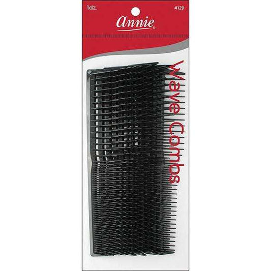 Annie Wave Comb Set, 12 Count, Black