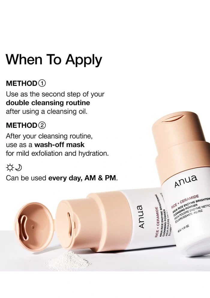 ANUA Rice Enzyme Brightening Cleansing Powder for Brighter anf =d Glowing skinwhen to apply