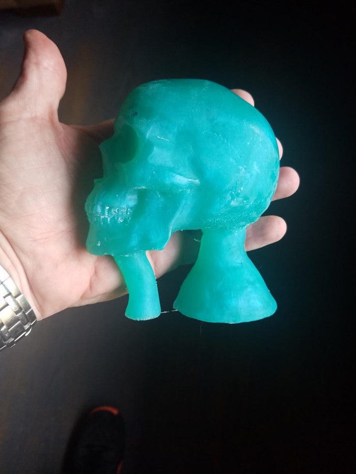 Close up of side of molded skull.